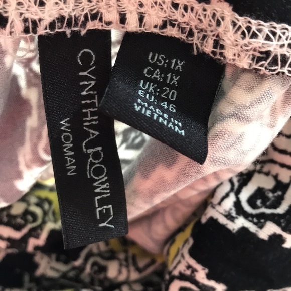 Cynthia Rowley Black Yellow Print Stretchy Maxi Skirt Size 1X - Picture 7 of 8